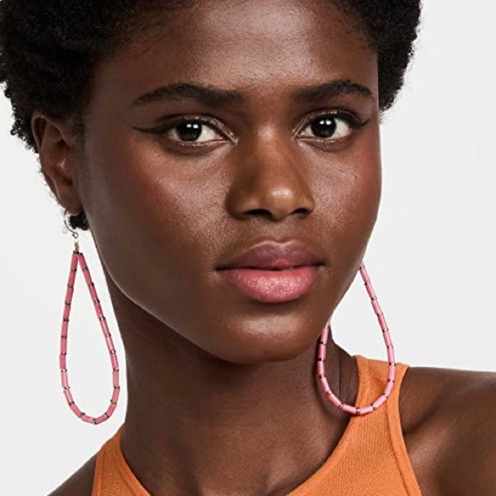 Statement Earring Coral Beaded Tear Drop  Maison Monik